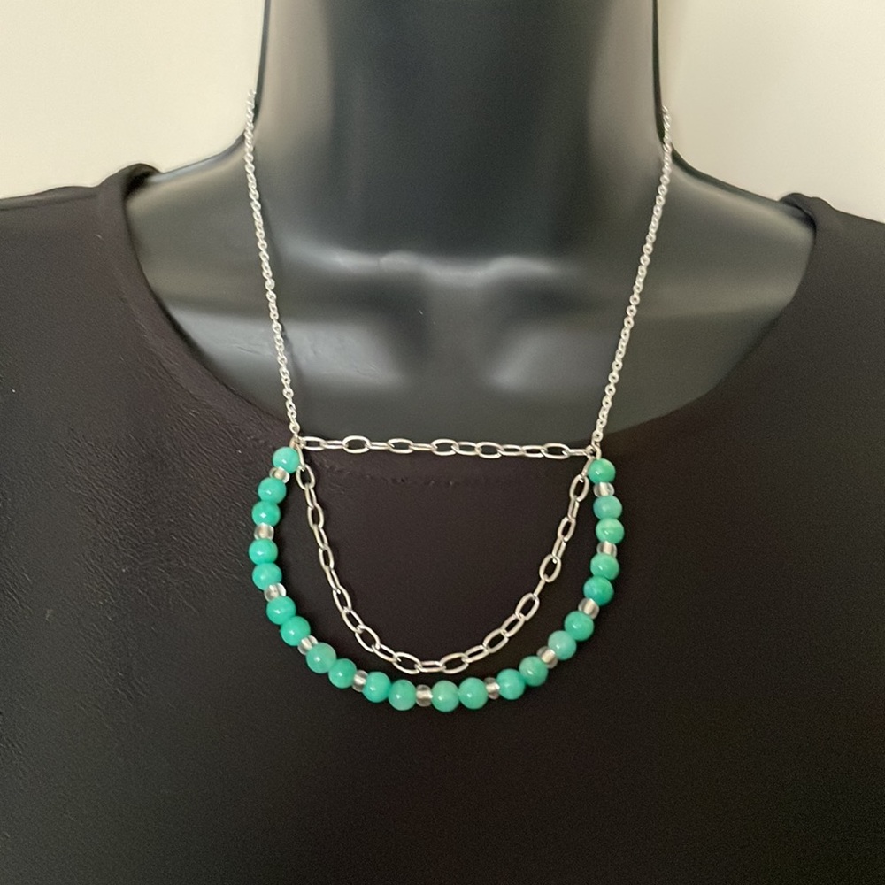 Lt Green Turquoise bib necklace
